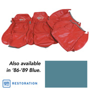 1986-1988 Corvette OE Style Embroidered Standard Leather Seat Covers W/Non-Perf Inserts - Blue-468474E-Corvette-Store-Online
