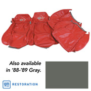 1988-1988 Corvette OE Style Embroidered Standard Leather Seat Covers W/Non-Perf Inserts - Gray-468479E-Corvette-Store-Online