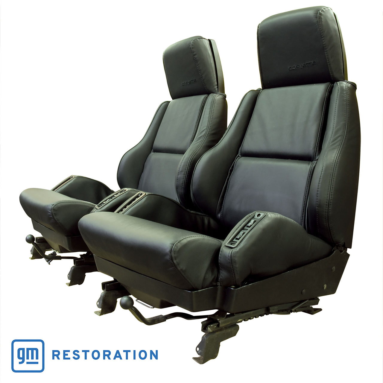 1984-1988 Corvette OE Style 100% Leather Sport Seat Covers W/O Perforated Inserts - Black-468620-Corvette-Store-Online