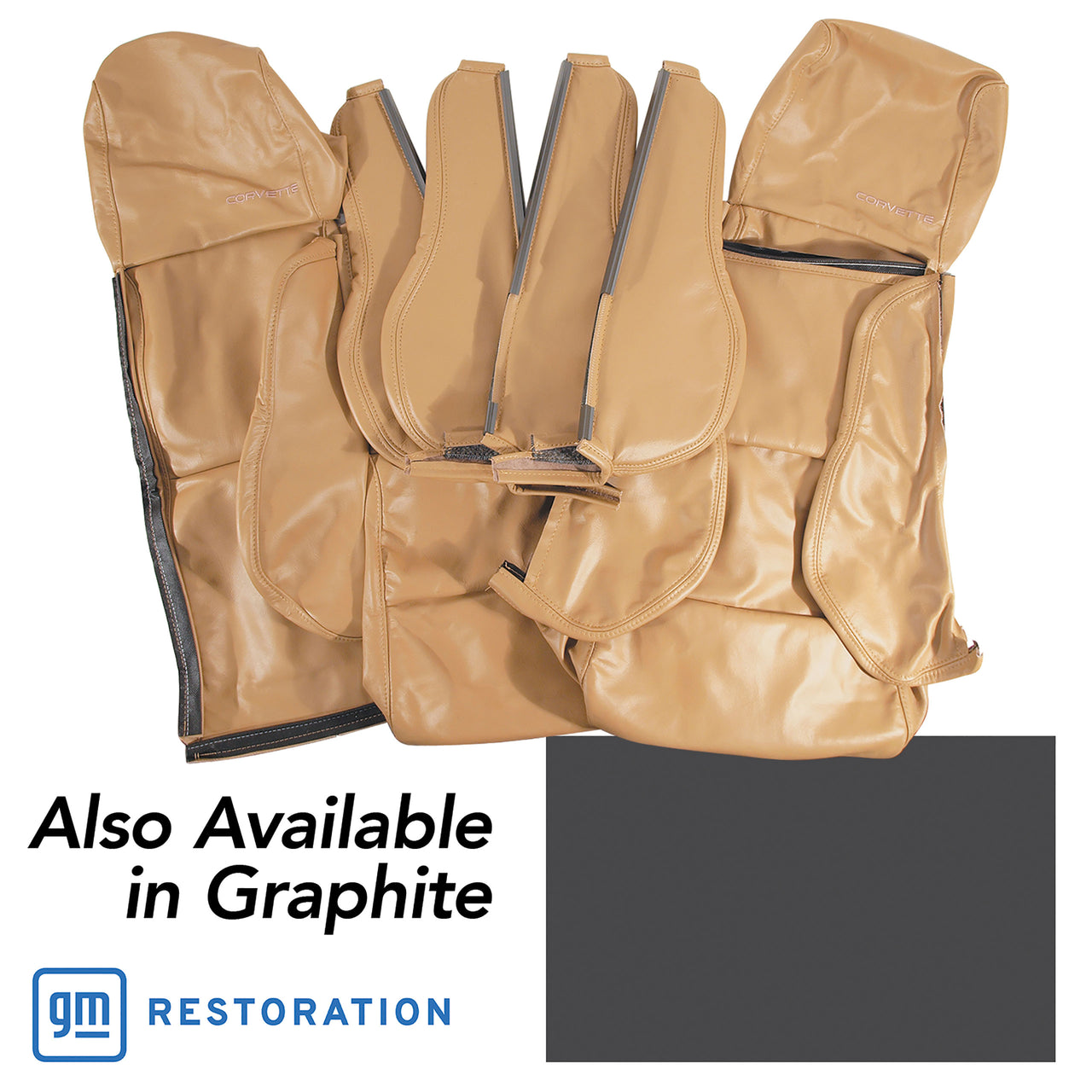 1984-1987 Corvette OE Style 100% Leather Sport Seat Covers W/O Perforated Inserts - Graphite-468622-Corvette-Store-Online