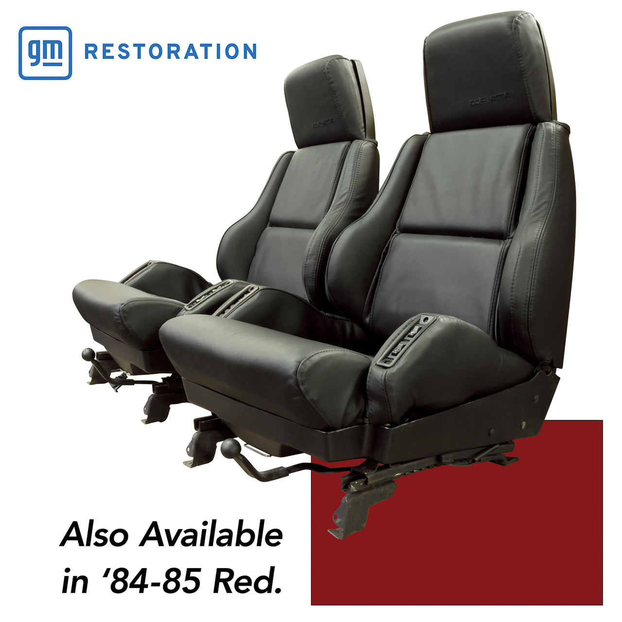 1984-1985 Corvette OE Style 100% Leather Sport Seat Covers W/O Perforated Inserts - Red-468627-Corvette-Store-Online