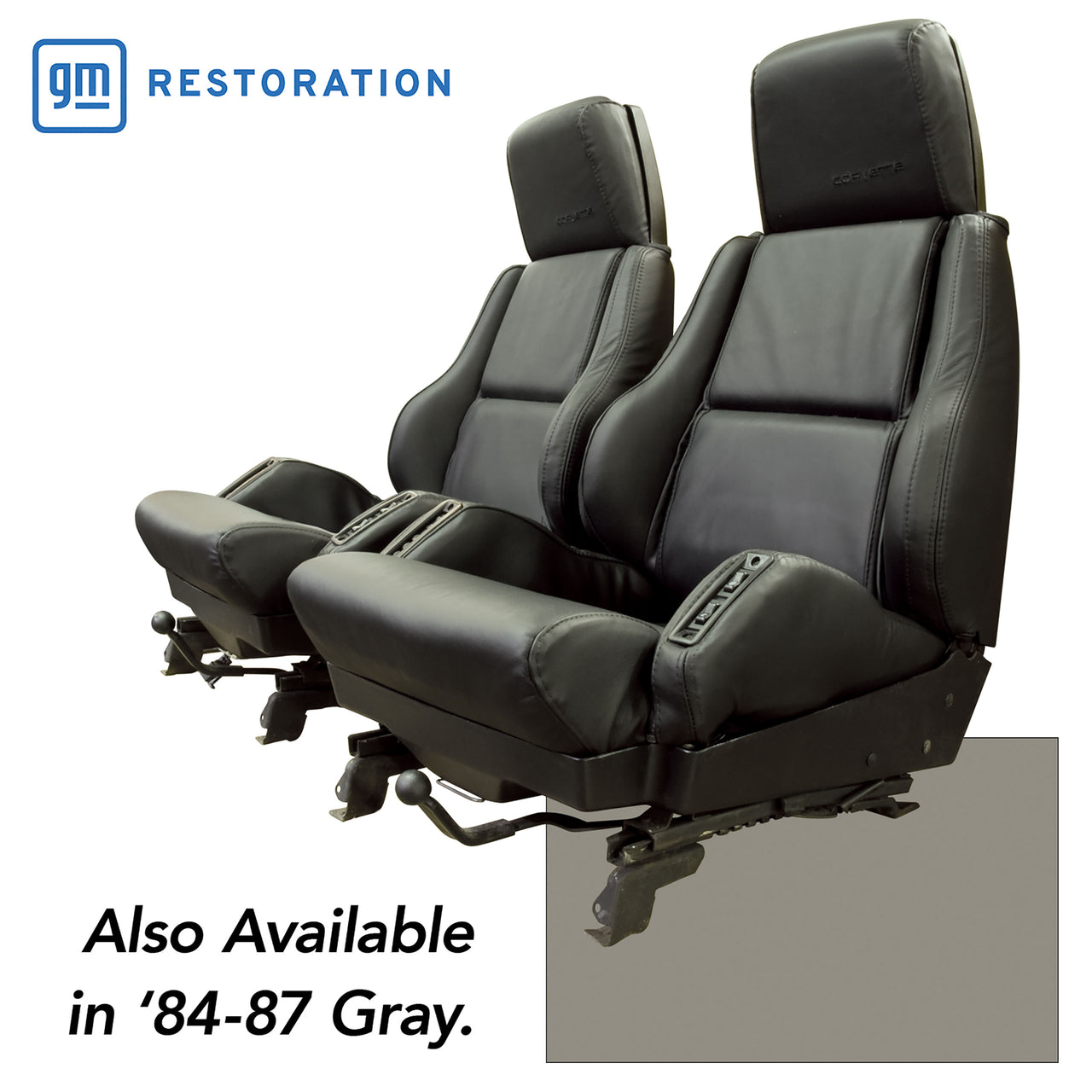 1984-1987 Corvette OE Style 100% Leather Sport Seat Covers W/O Perforated Inserts - Gray-468669-Corvette-Store-Online