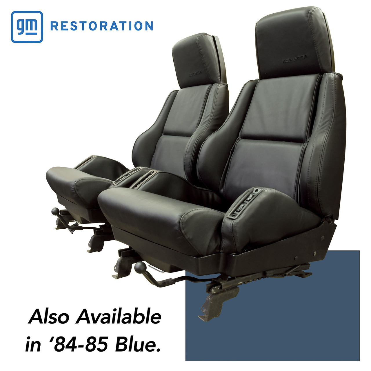 1984-1985 Corvette OE Style 100% Leather Sport Seat Covers W/O Perforated Inserts - Blue-468670-Corvette-Store-Online