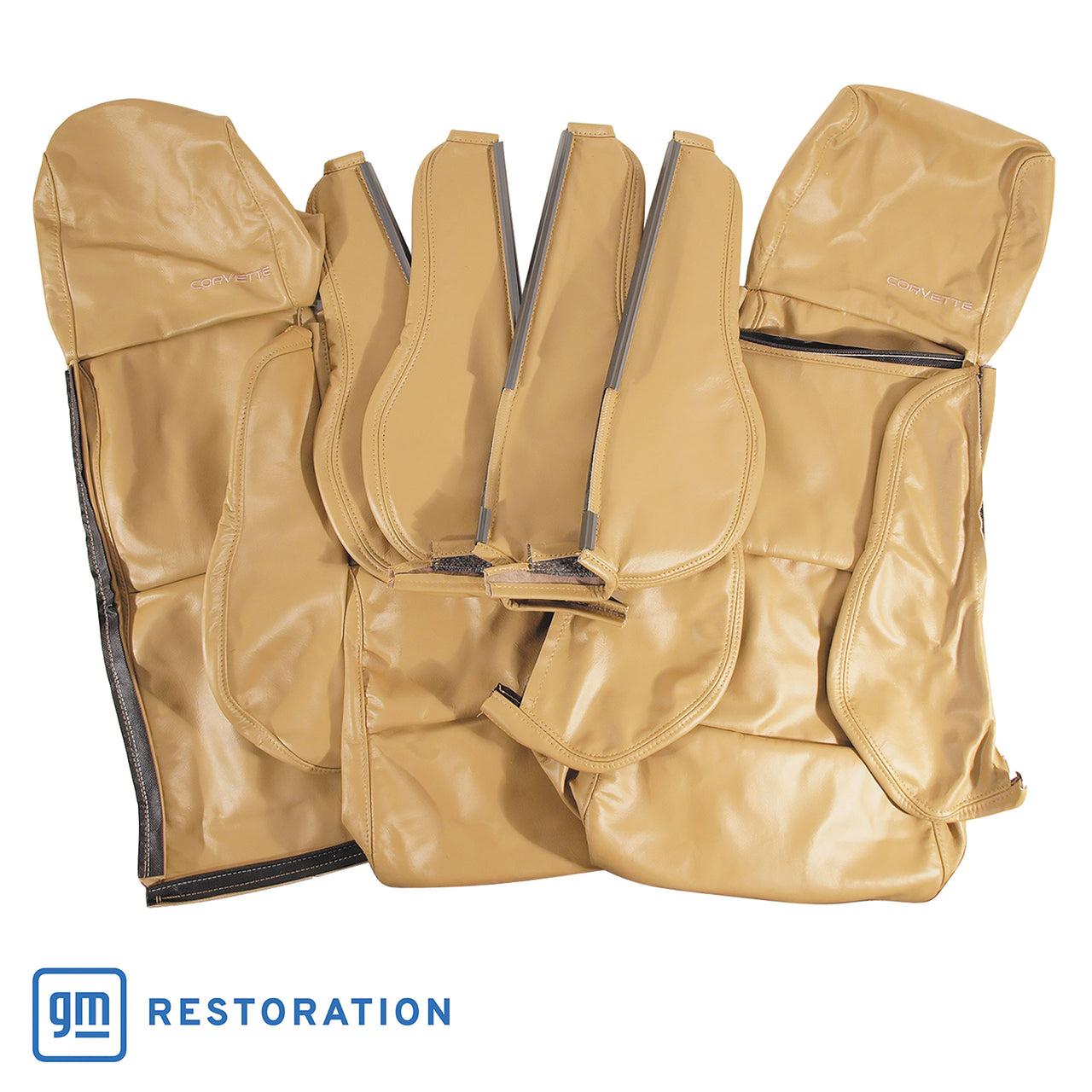 1984-1987 Corvette OE Style 100% Leather Sport Seat Covers W/O Perforated Inserts - Saddle-468672-Corvette-Store-Online