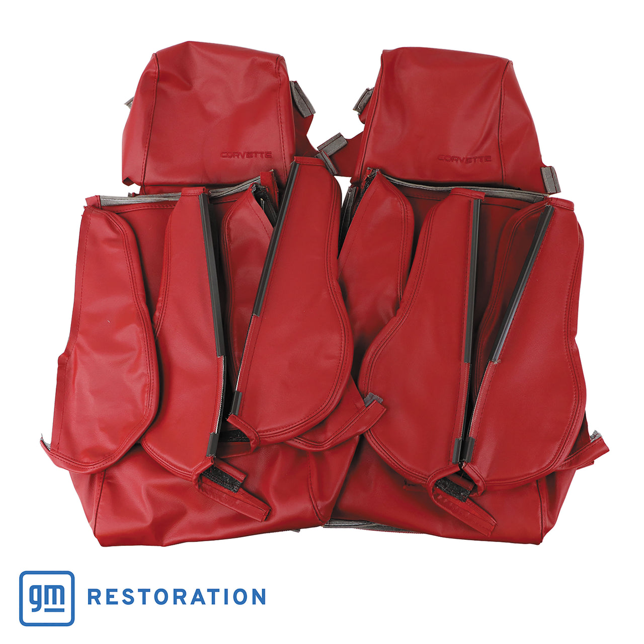 1986-1988 Corvette OE Style 100% Leather Sport Seat Covers W/O Perforated Inserts - Red-468675-Corvette-Store-Online