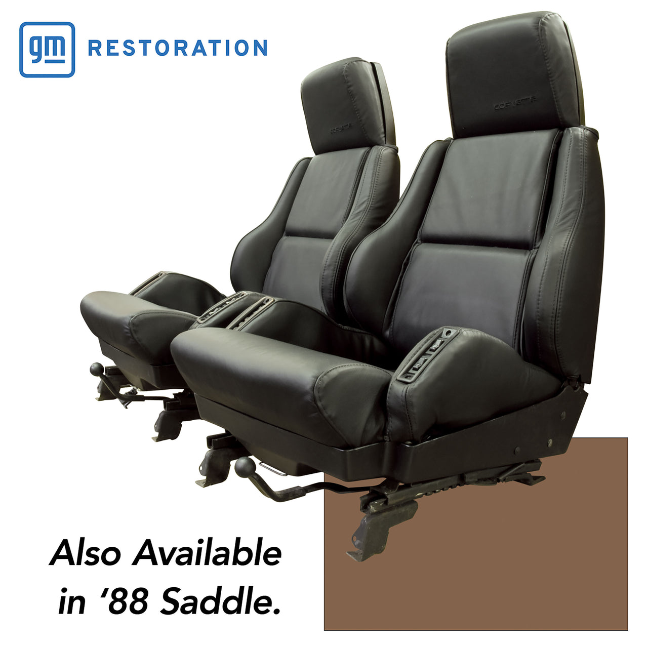 1988-1988 Corvette OE Style 100% Leather Sport Seat Covers W/O Perforated Inserts - Saddle-468678-Corvette-Store-Online