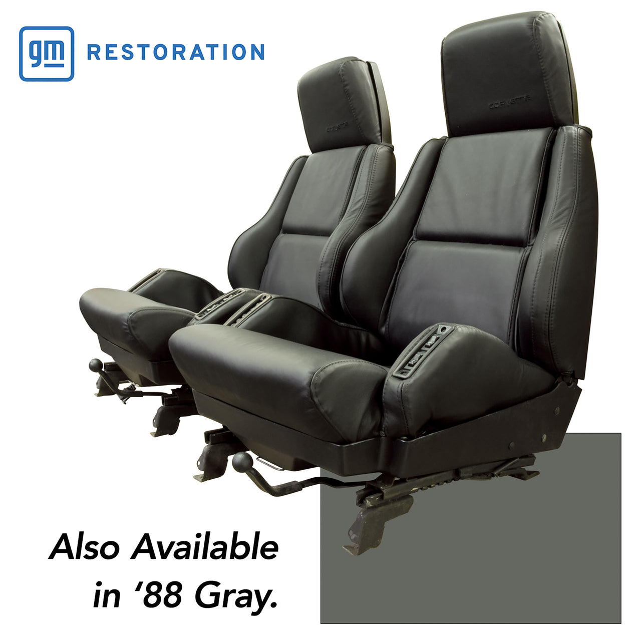 1988-1988 Corvette OE Style 100% Leather Sport Seat Covers W/O Perforated Inserts - Gray-468679-Corvette-Store-Online