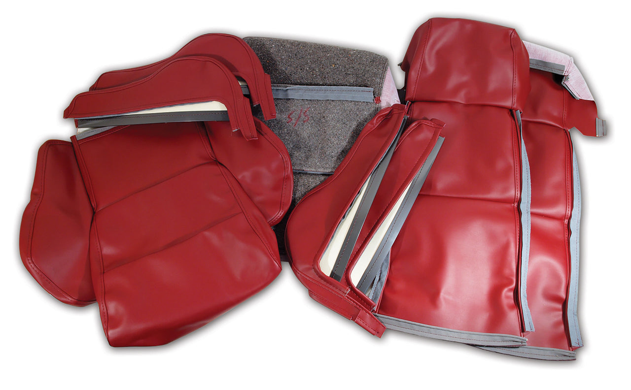 1984-1985 Corvette OE Style "Leather-Like" Sport Seat Covers W/O Perforated Inserts - Red-468927-Corvette-Store-Online