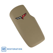 2005-2013 Corvette Embroidered Console Lid In Cashmere W/Black Cross Flag Logo-46900-Corvette-Store-Online