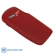2005-2013 Corvette Embroidered Console Lid In Red W/Silver Cross Flag Logo-46911-Corvette-Store-Online