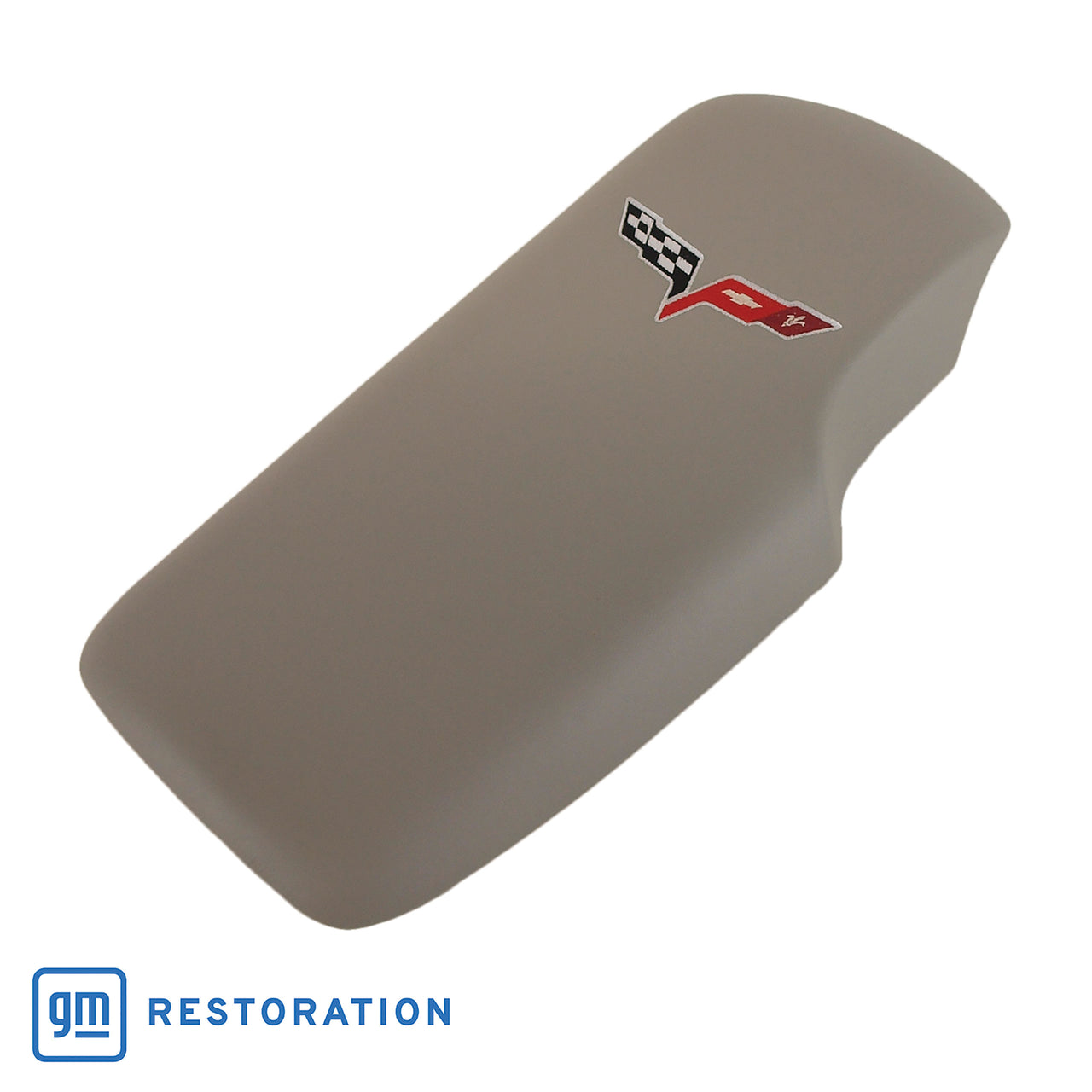 2005-2013 Corvette Embroidered Console Lid In Titanium Gray W/Silver Cross Flag Logo - CA-46919-Corvette-Store-Online