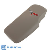 2005-2013 Corvette Embroidered Console Lid In Titanium Gray W/Silver Cross Flag Logo - CA-46919-Corvette-Store-Online