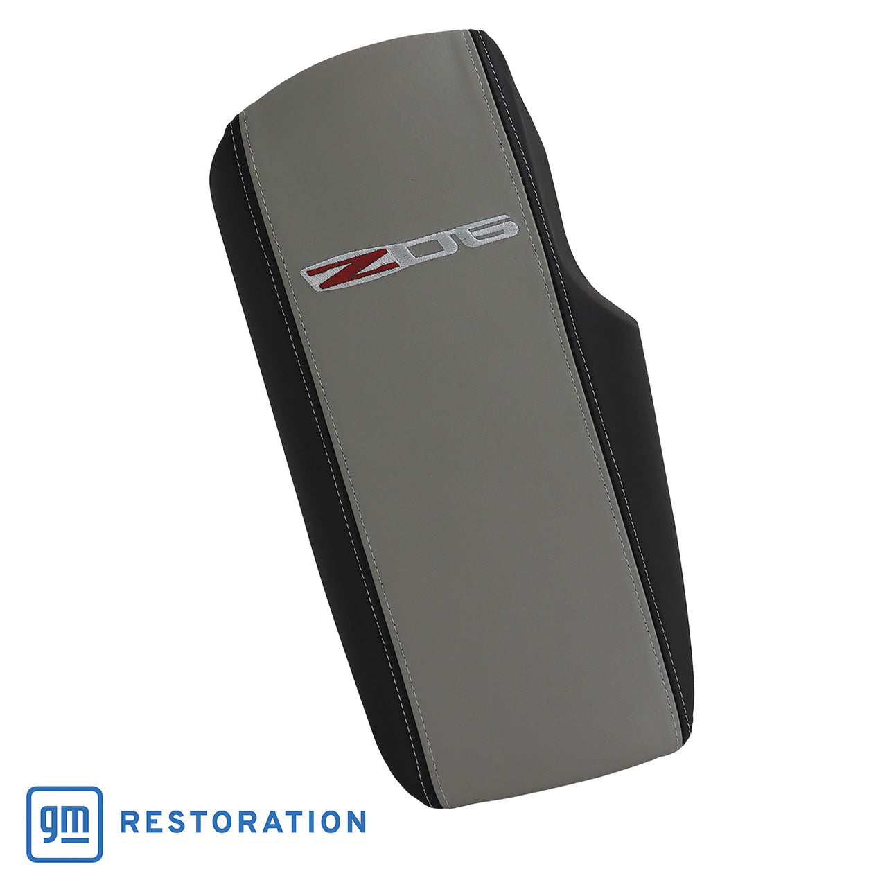 2005-2013 Corvette Embroidered Console Lid In Ebony/Titanium Gray W/Z06 Logo - CA-46931-Corvette-Store-Online