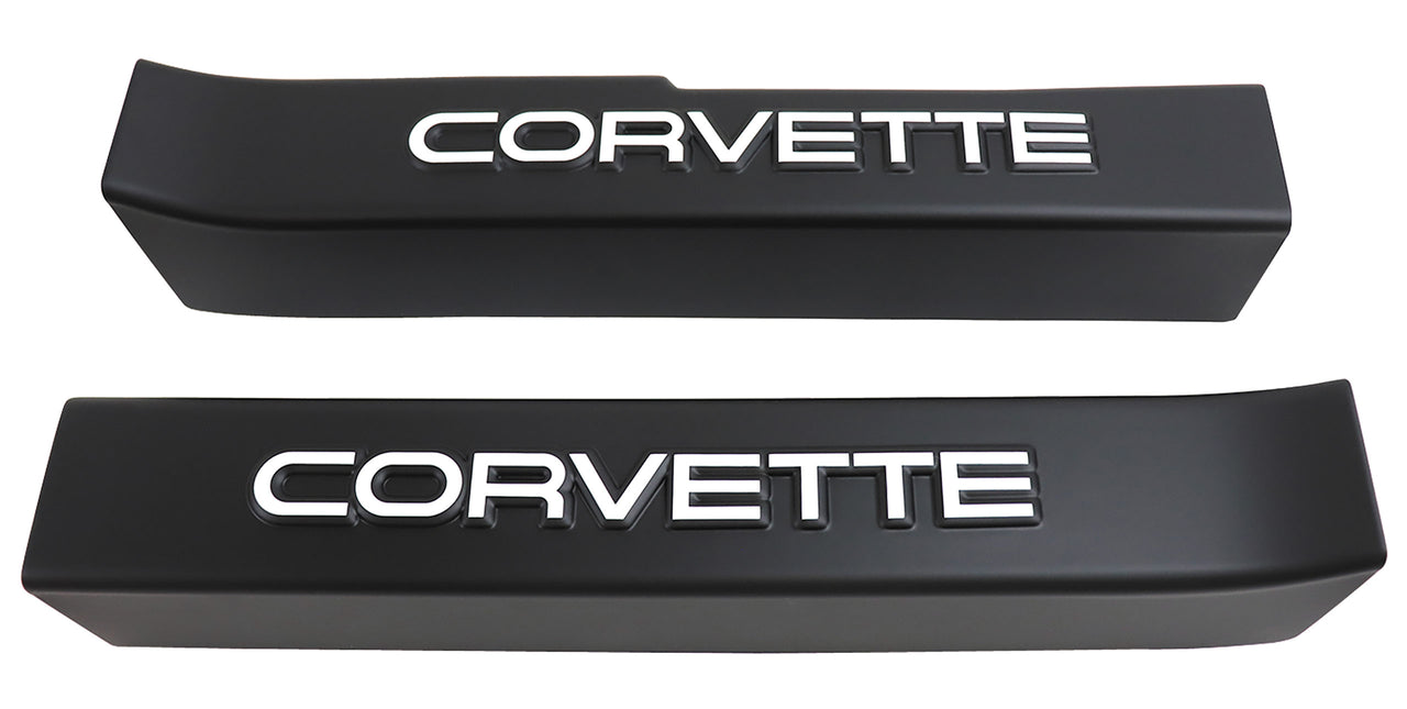 1990-1996 Corvette Door Sill Guards W/Corvette Logo - Black - CA-4711-Corvette-Store-Online