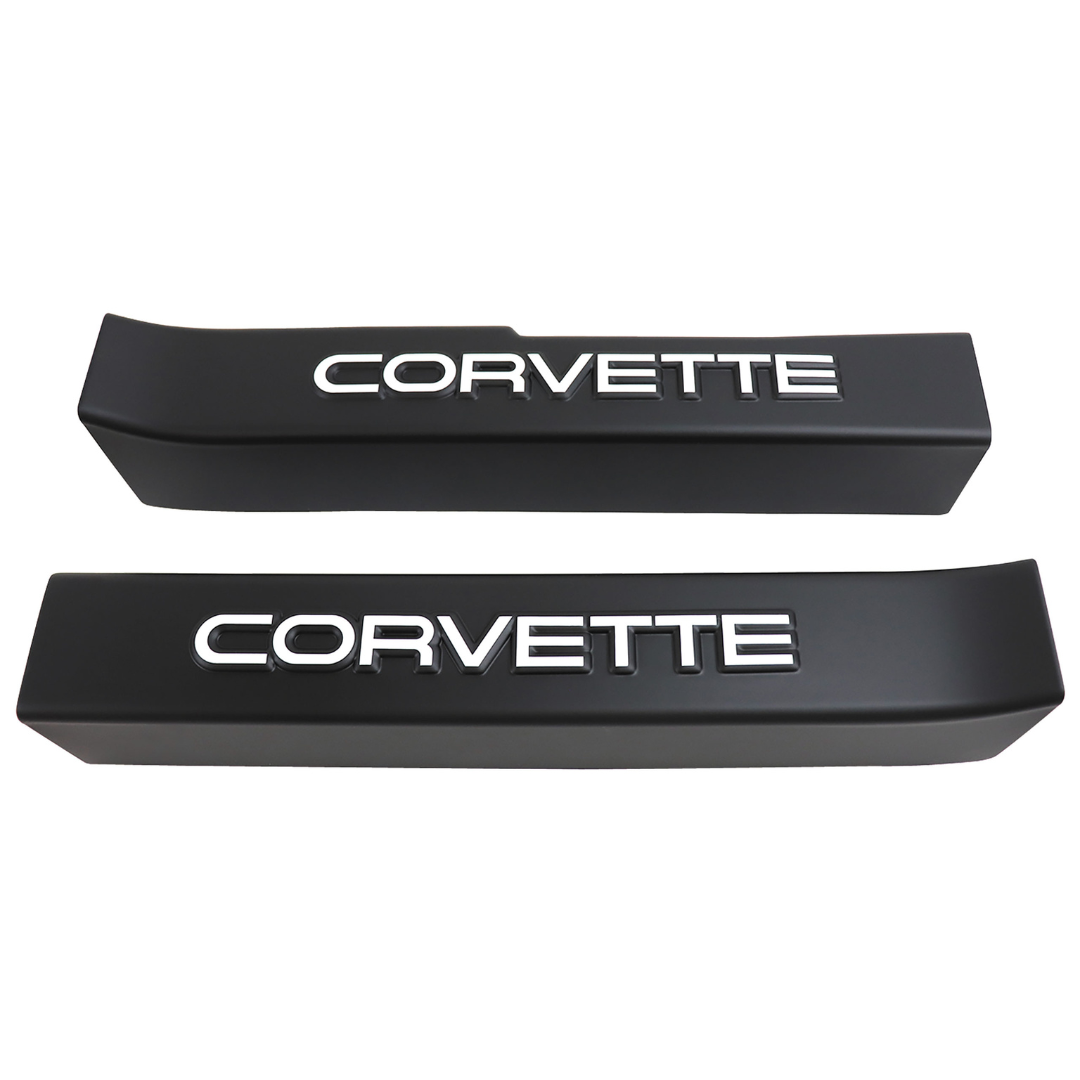 1990-1996 Corvette Door Sill Guards W/Corvette Logo - Black - CA