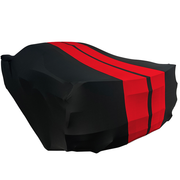 Corvette Ultraguard Stretch Satin Car Cover - Black W/Red Stripes - Indoor : C8 Stingray, Z51, Z06