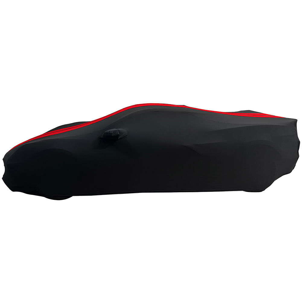 Corvette Ultraguard Stretch Satin Car Cover - Black W/Red Stripes - Indoor : C8 Stingray, Z51, Z06