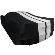 Corvette Ultraguard Stretch Satin Car Cover - Black W/Gray Stripes - Indoor : C8 Stingray, Z51, Z06