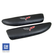 2005-2013 Corvette Leather Armrest Pads - Ebony W/C6 Logo - CA-479795-Corvette-Store-Online