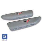 2005-2005 Corvette Leather Armrest Pads - Steel Gray W/C6 Logo - CA-479798-Corvette-Store-Online