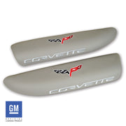 2006-2012 Corvette Leather Armrest Pads - Light Titanium Gray W/C6 Logo - CA-479799-Corvette-Store-Online