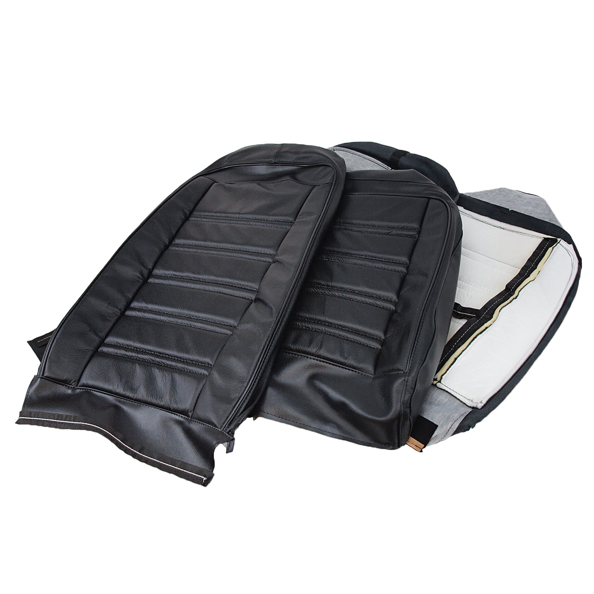 1973-1974 Corvette Driver Leather Seat Covers Black Leather/Vinyl - CA-480920-Corvette-Store-Online