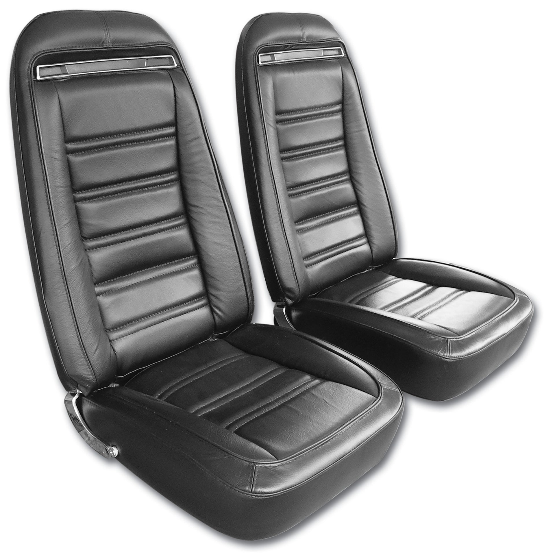 1975-1975 Corvette Mounted Seats Driver Black Leather Vinyl With Shoulder Harness - CA-481020MS-Corvette-Store-Online