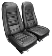 1976-1978 Corvette Driver Leather Seat Covers Black Leather/Vinyl - CA-481120-Corvette-Store-Online