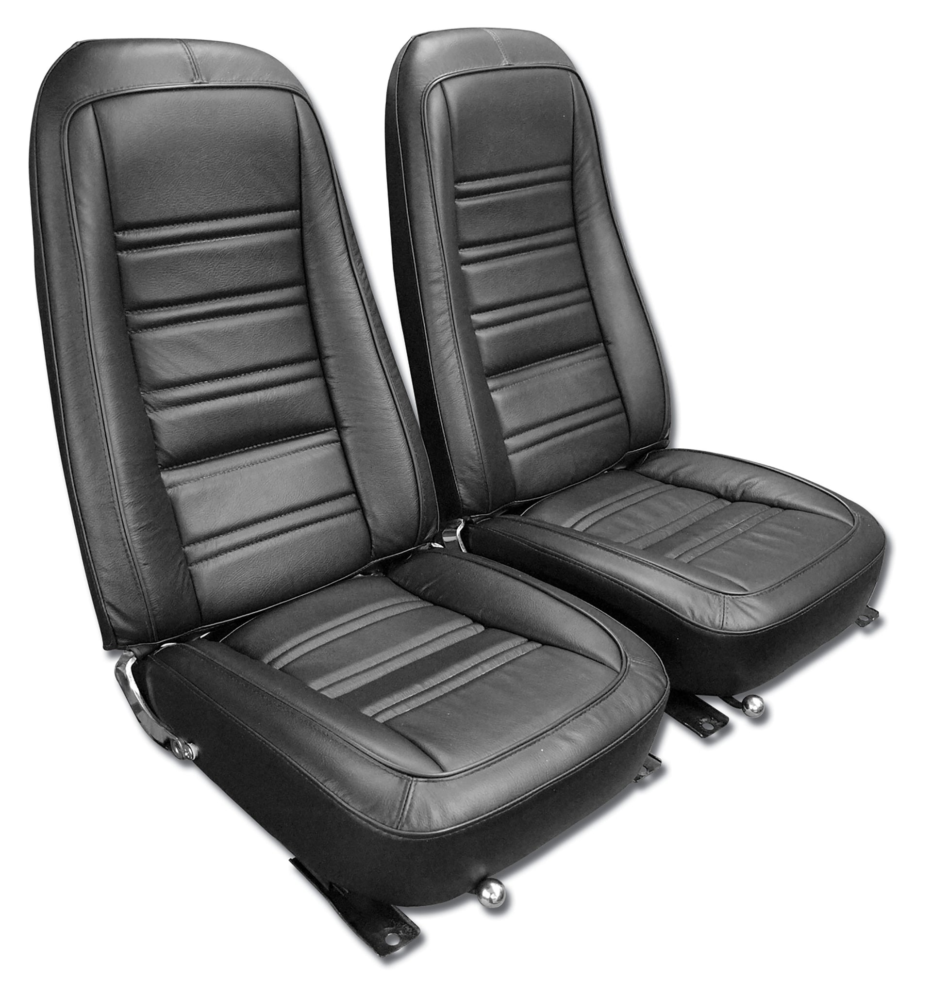 1976-1978 Corvette Driver Leather Seat Covers Black Leather/Vinyl - CA-481120-Corvette-Store-Online