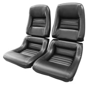 1979-1982 Corvette Driver Leather Seat Covers Black Leather/Vinyl 2" Bolster - CA-481220-Corvette-Store-Online