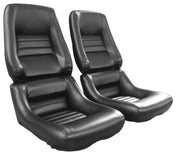 1979-1982 Corvette Driver Leather Seat Covers Black Leather/Vinyl 4" Bolster - CA-481320-Corvette-Store-Online