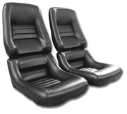 1979-1982 Corvette Mounted Driver Leather Seat Covers Black Leathr/Vinyl 4" Bolster - CA-481520-Corvette-Store-Online