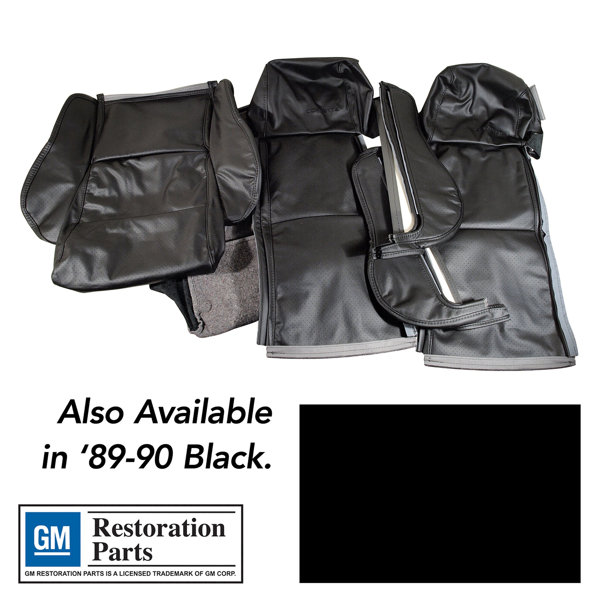 1989-1990 Corvette Driver Leather Seat Covers Black Sport - CA-482020-Corvette-Store-Online