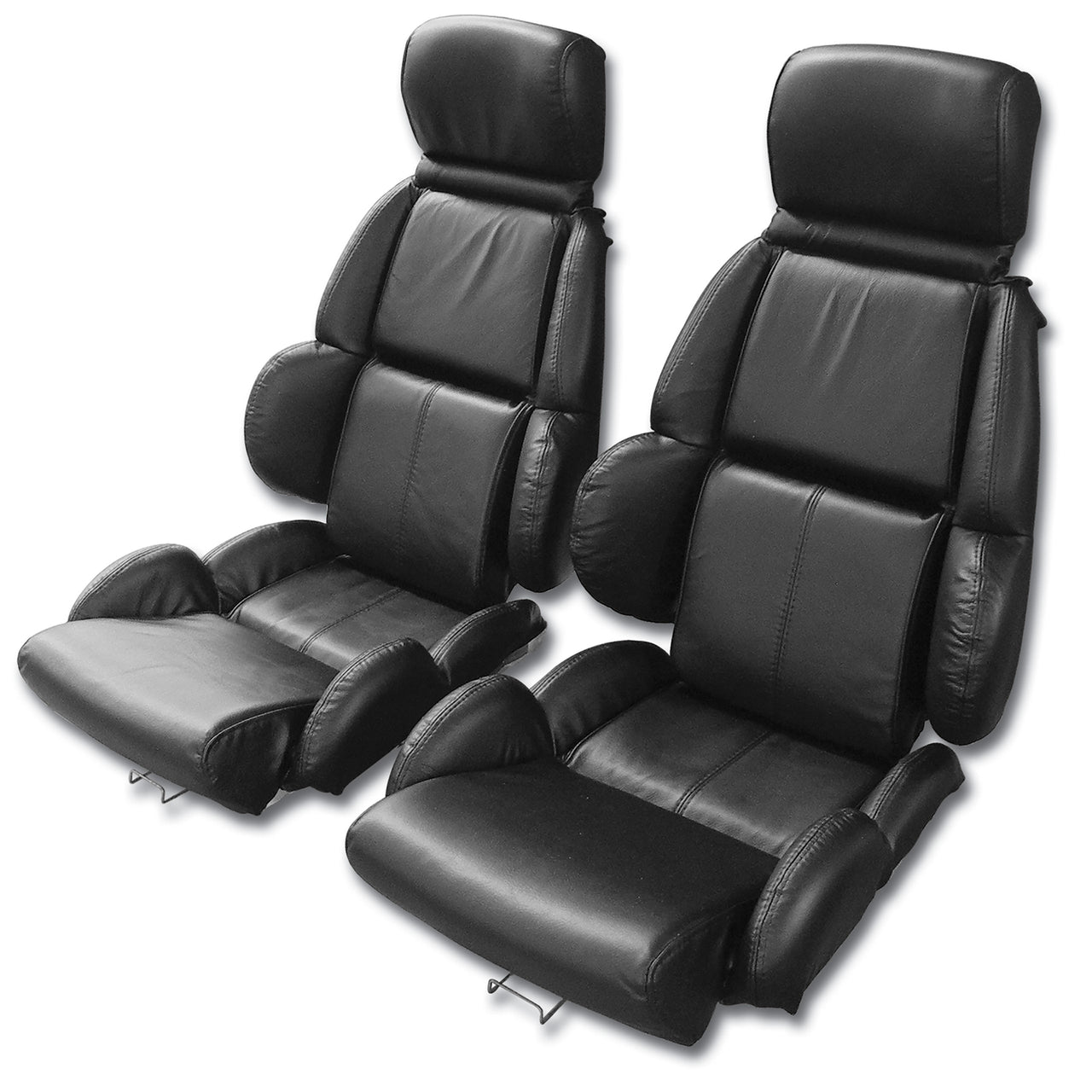 1989-1992 Corvette Mounted Driver Leather Seat Covers Black Standard - CA-482420-Corvette-Store-Online