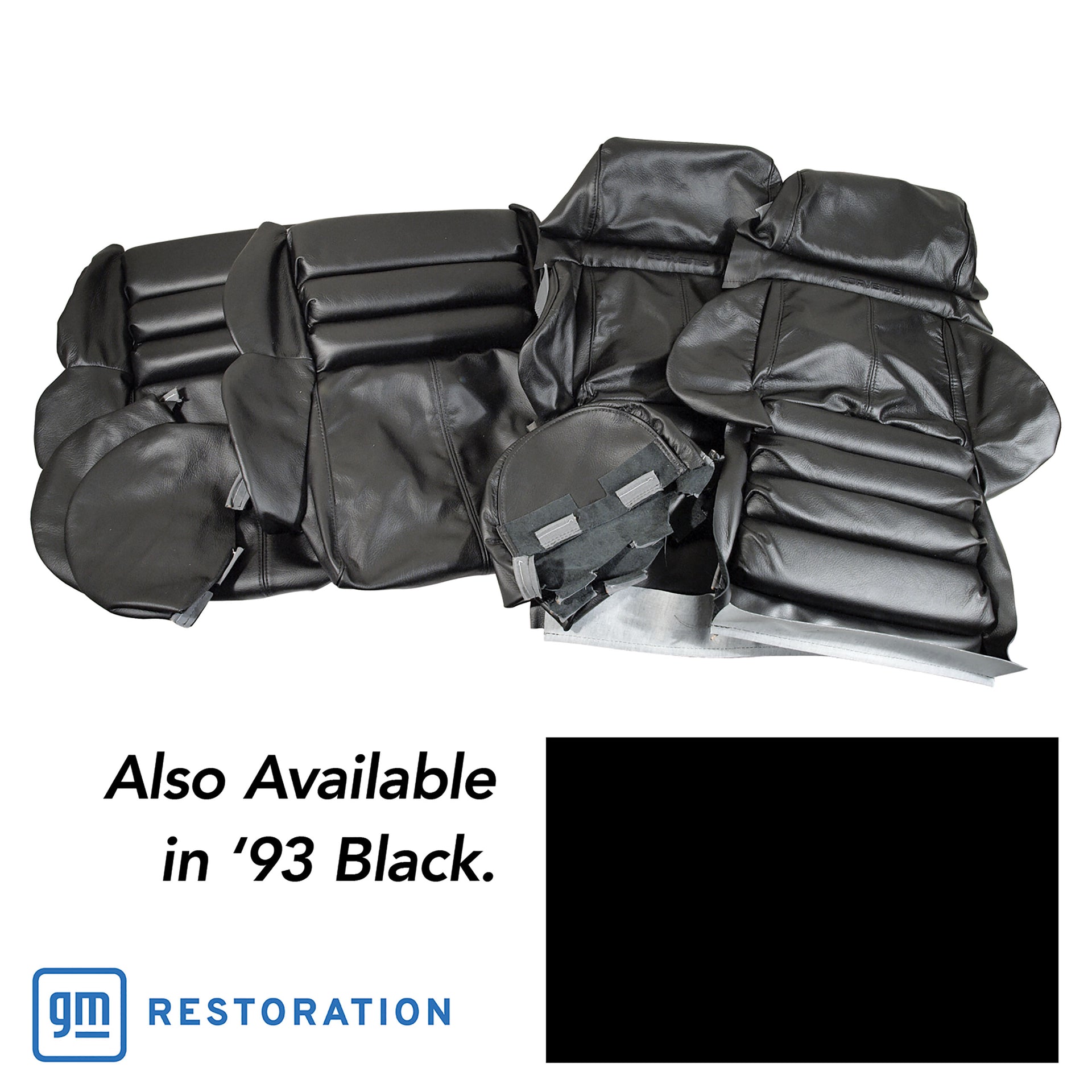 1993-1993 Corvette Driver Leather Seat Covers Black Sport - CA-484120-Corvette-Store-Online