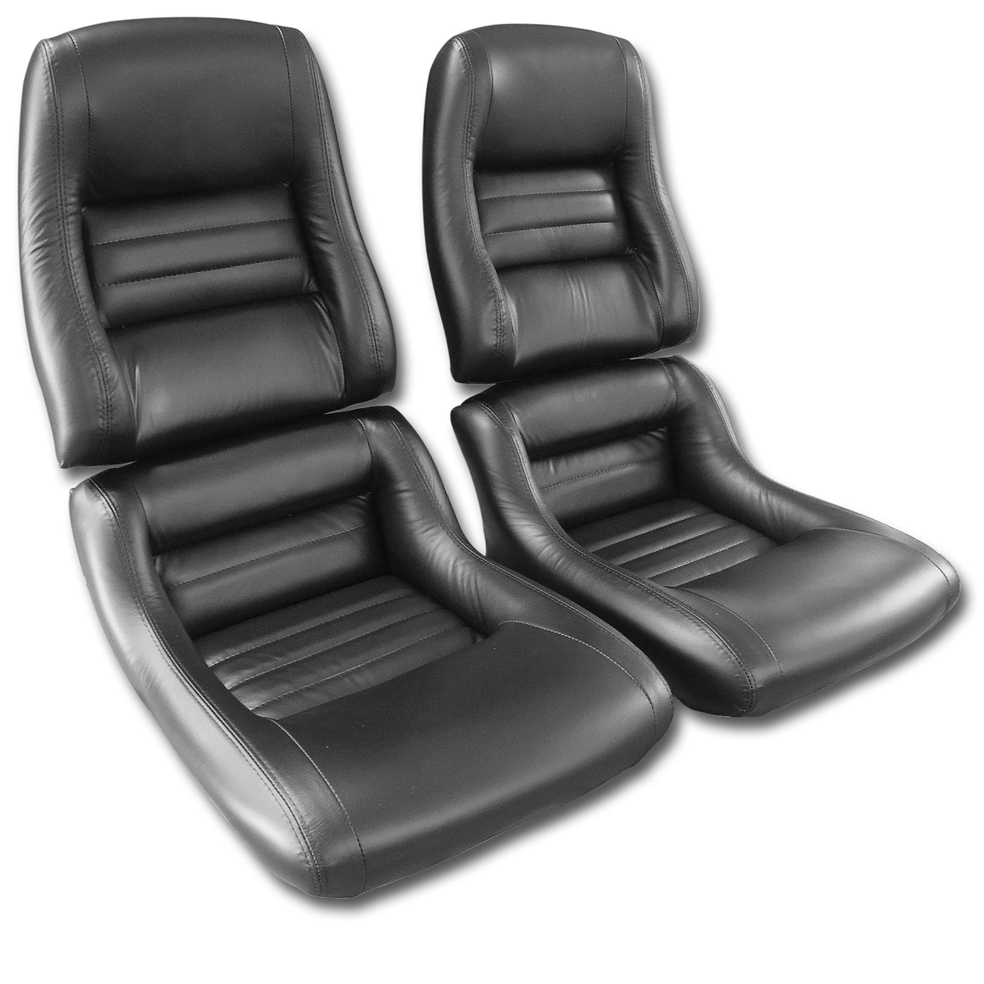 1979-1982 Corvette Driver Leather Seat Covers Black 100%-Leather 2" Bolster - CA-484820-Corvette-Store-Online