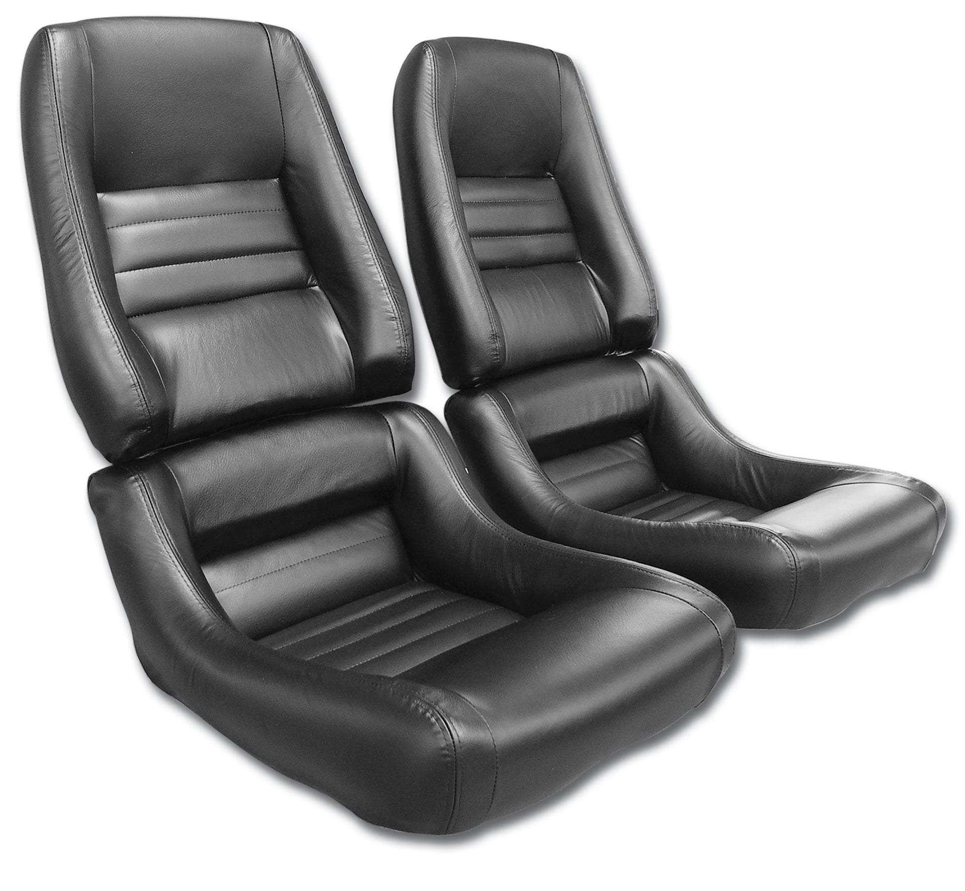 1979-1982 Corvette Driver Leather Seat Covers Black 100%-Leather 4" Bolster - CA-484920-Corvette-Store-Online