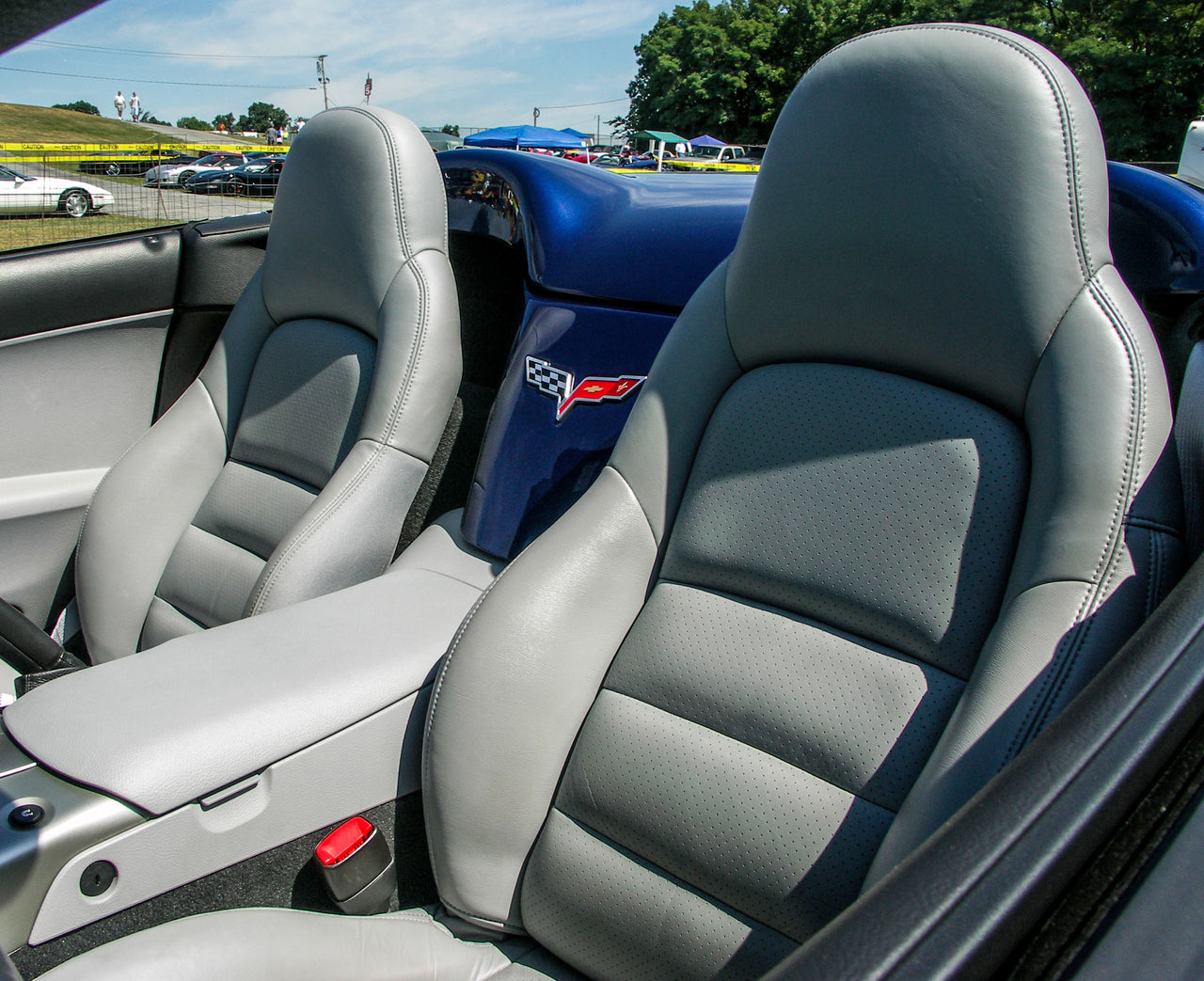 2005-2005 Corvette 100% Leather Sport Seat Covers - Steel Gray - CA-486198-Corvette-Store-Online