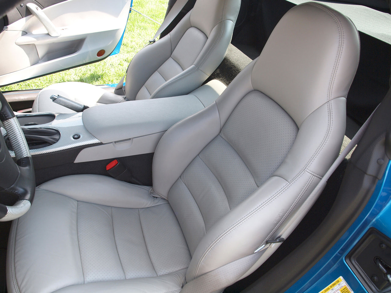 2006-2011 Corvette 100% Leather Sport Seat Covers - Light Titanium - CA-486199-Corvette-Store-Online