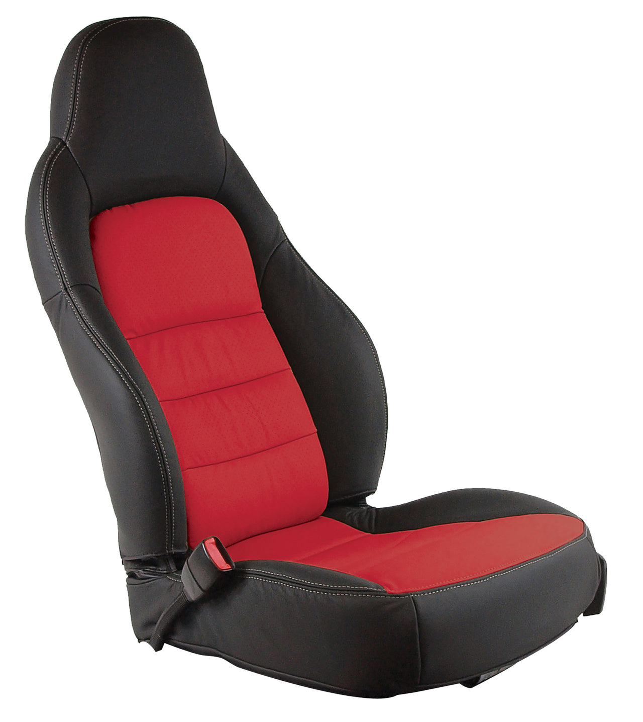2005-2011 Corvette 100% Leather Standard Seat Covers - Ebony & Red - CA-486497-Corvette-Store-Online