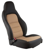 2005-2011 Corvette Leather Sport Seat Covers W/Vinyl Trim - Ebony & Cashmere - CA-486696-Corvette-Store-Online