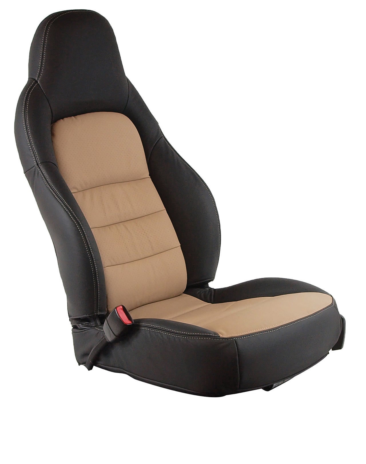 2005-2011 Corvette 100% Leather Sport Seat Covers - Ebony & Cashmere - CA-486796-Corvette-Store-Online