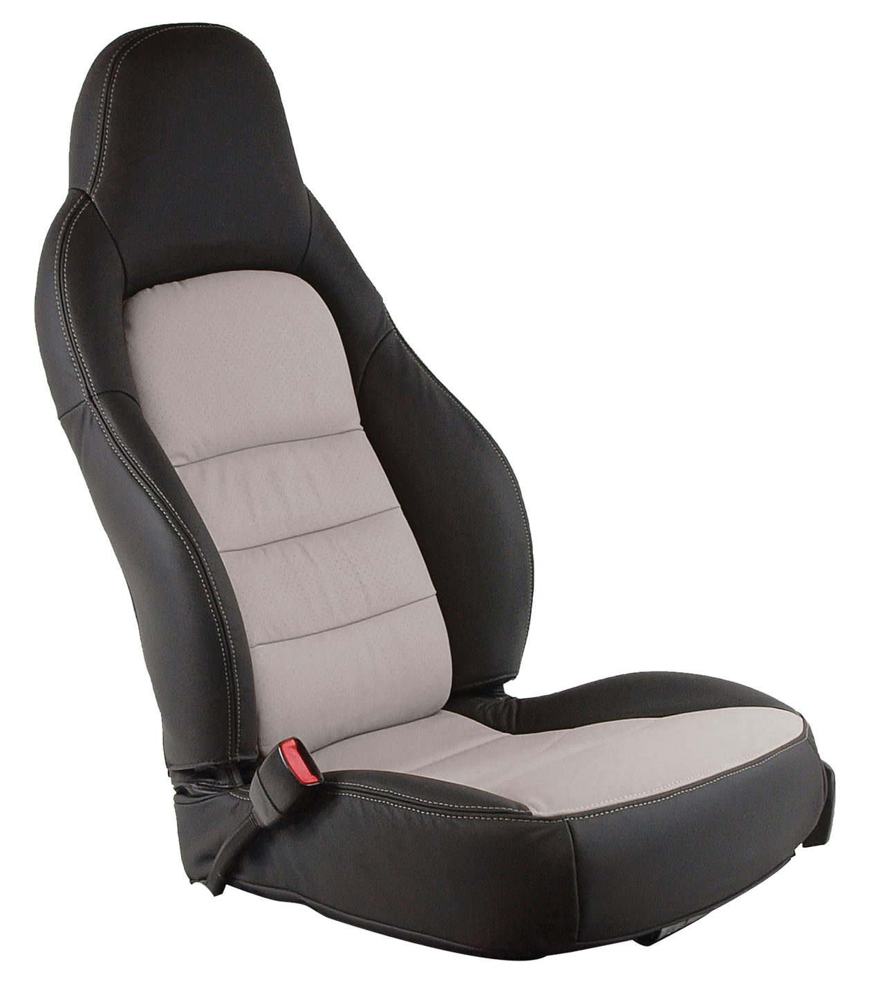2005-2011 Corvette 100% Leather Sport Seat Covers - Ebony & Light Titanium - CA-486799-Corvette-Store-Online