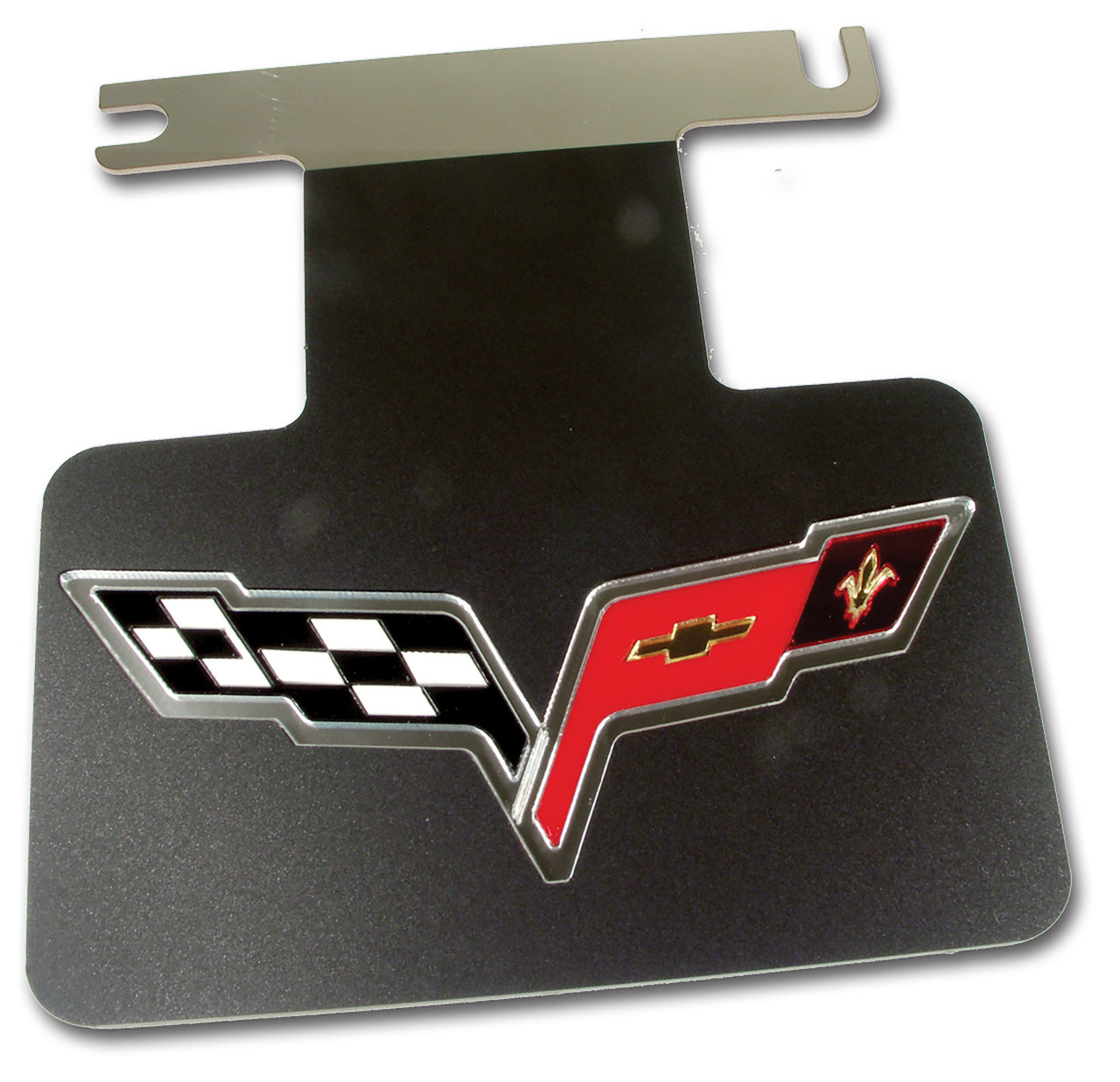 2005-2013 Corvette Exhaust Plate Stainless Steel & Black Acrylic W/C6 Emblem - CA-49099-Corvette-Store-Online