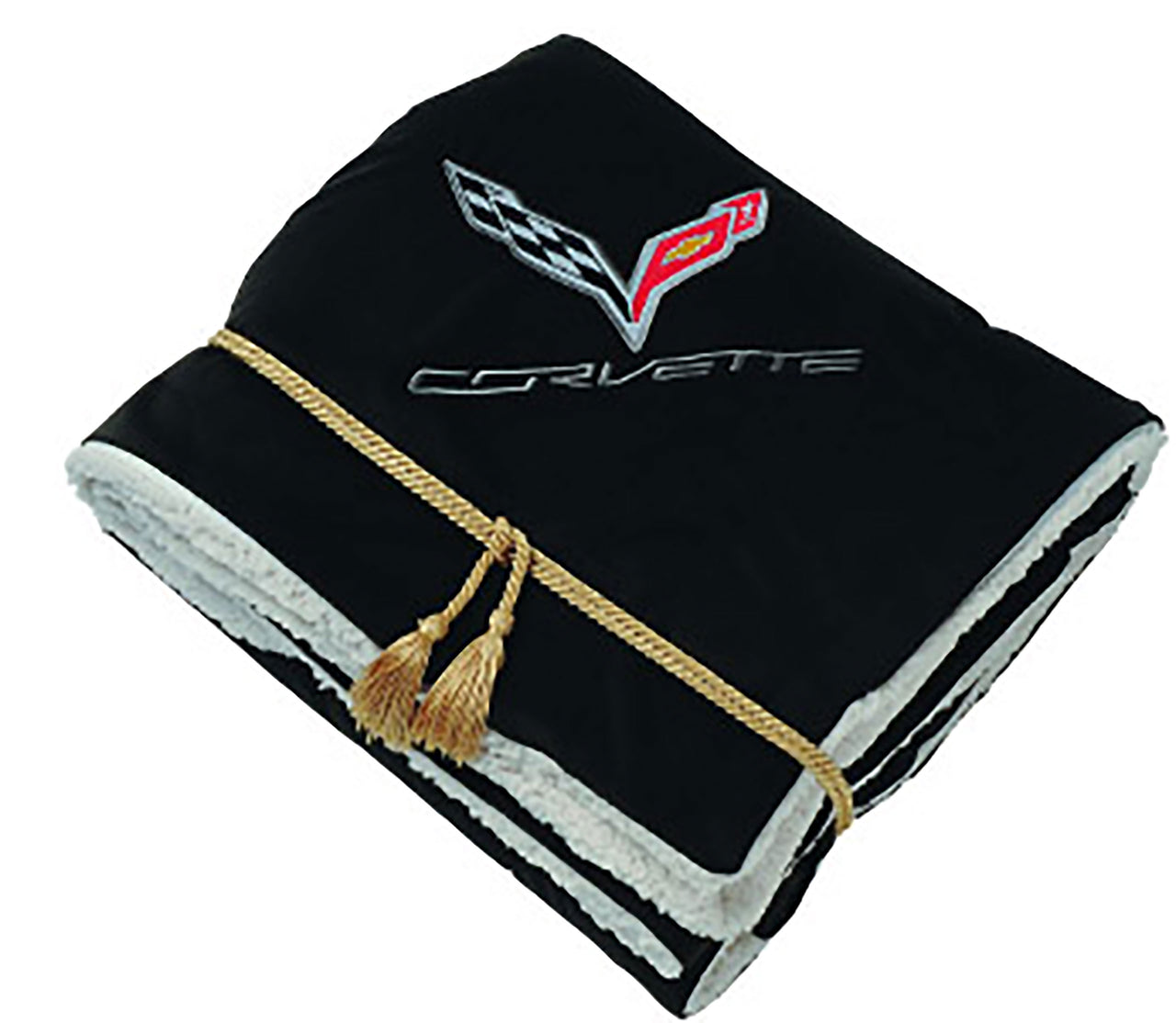 2014-2019 Corvette C7 Lambs Wool Throw - Black/Cream - CA-49152-Corvette-Store-Online