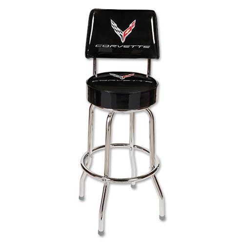 2020-2021 Corvette C8 Corvette Counter Stool With Logo Back - CA-49285-Corvette-Store-Online