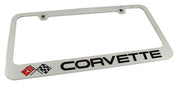 1968-1982 Corvette License Frame - Chrome with C3 Logo & Script - CA-49815-Corvette-Store-Online