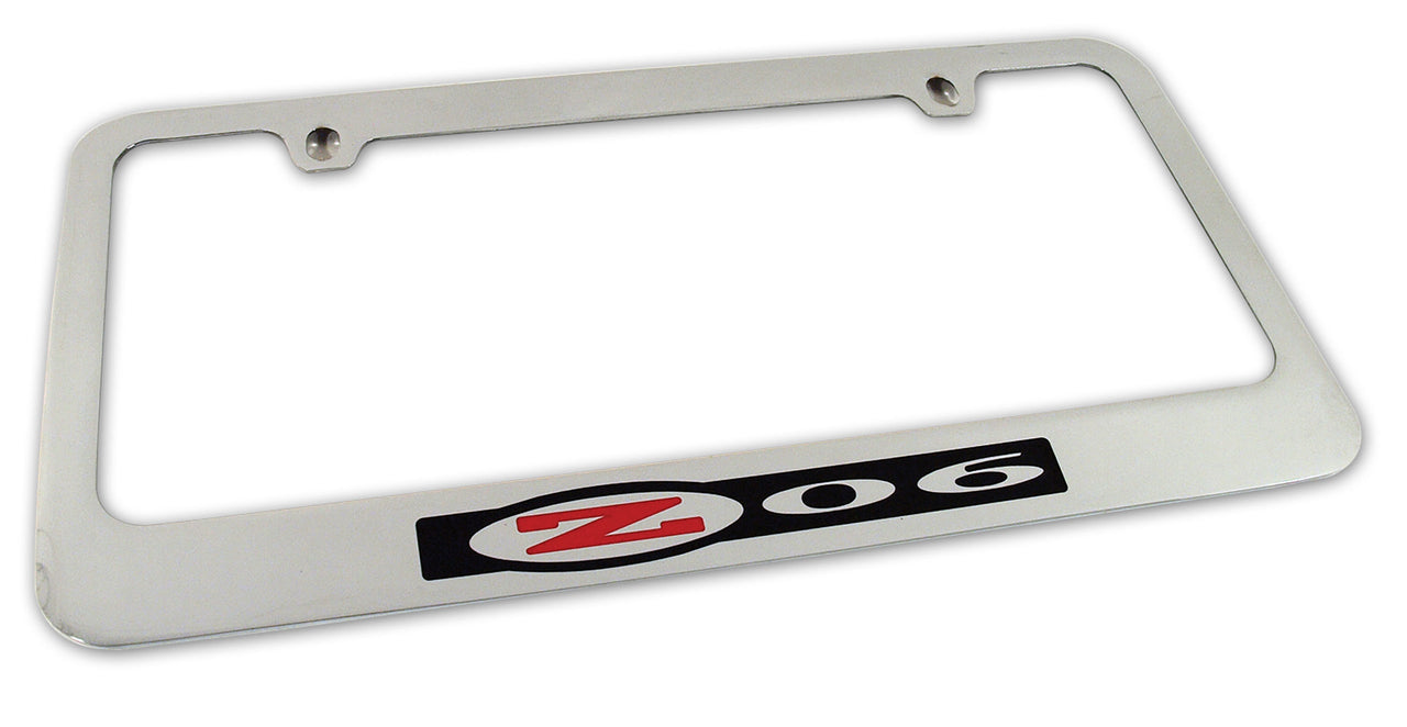 2001-2004 Corvette License Frame - Chrome with C5 Z06 Logo - CA-49821-Corvette-Store-Online