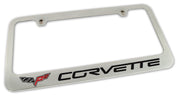 2005-2013 Corvette License Frame - Chrome with C6 Logo & Script - CA-49823-Corvette-Store-Online