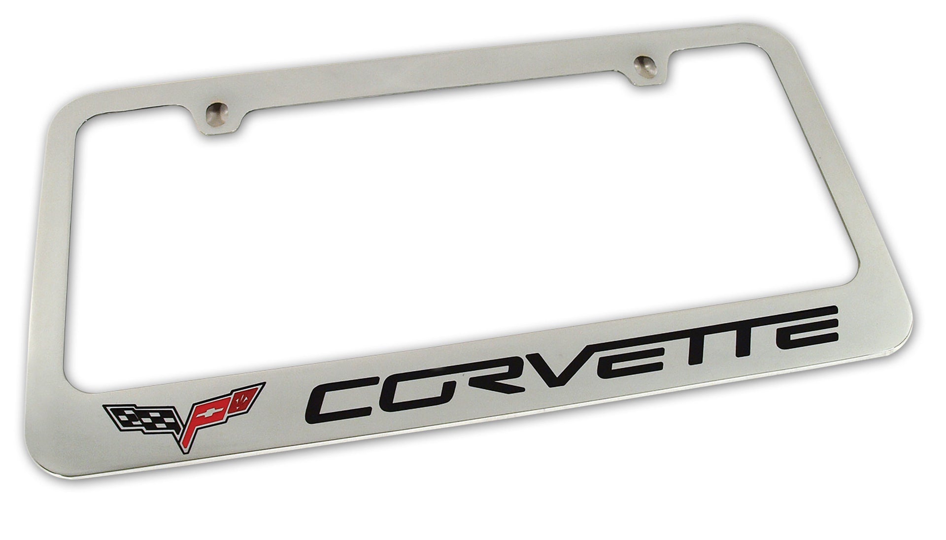 2005-2013 Corvette License Frame - Chrome with C6 Logo & Script - CA-49823-Corvette-Store-Online